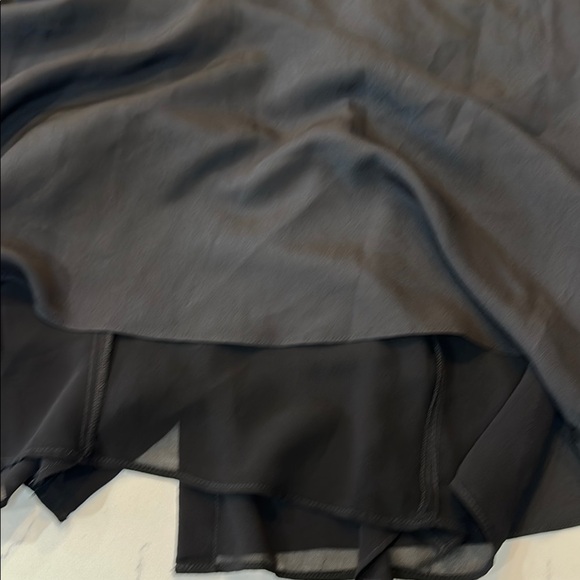 NWT Calvin  Klein Black Ruffled Notched Collar Blouse - Picture 9 of 10